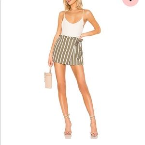 Privacy please XS olive striped tie skort skirt